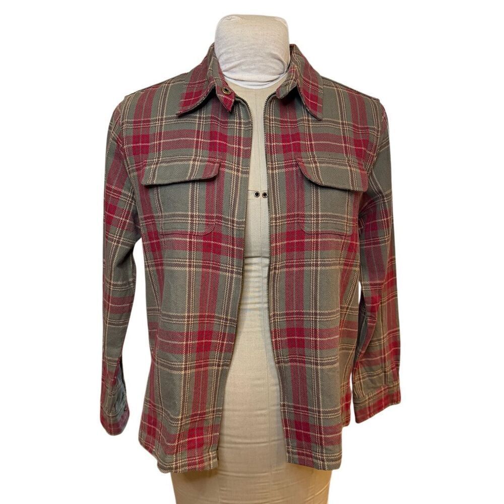 Duck Head Full Zip Jacket Sz. LP Cotton Red/Green Plaid Outdoors Country